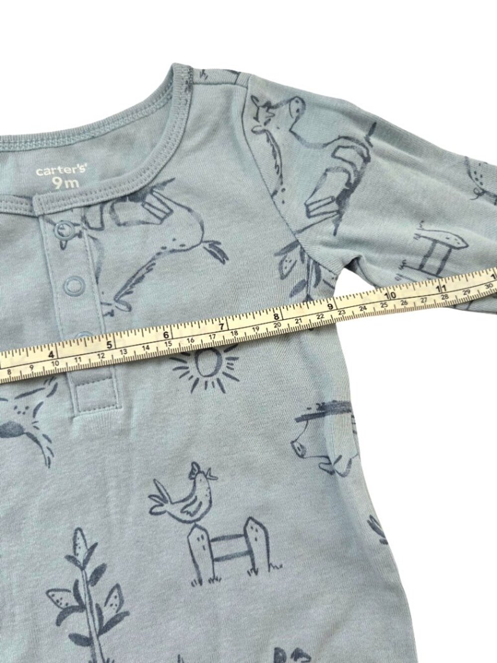 Carter’s Baby Bodysuit 9M Blue Woodland Animal Long Sleeve Cozy NWT - Picture 7 of 7